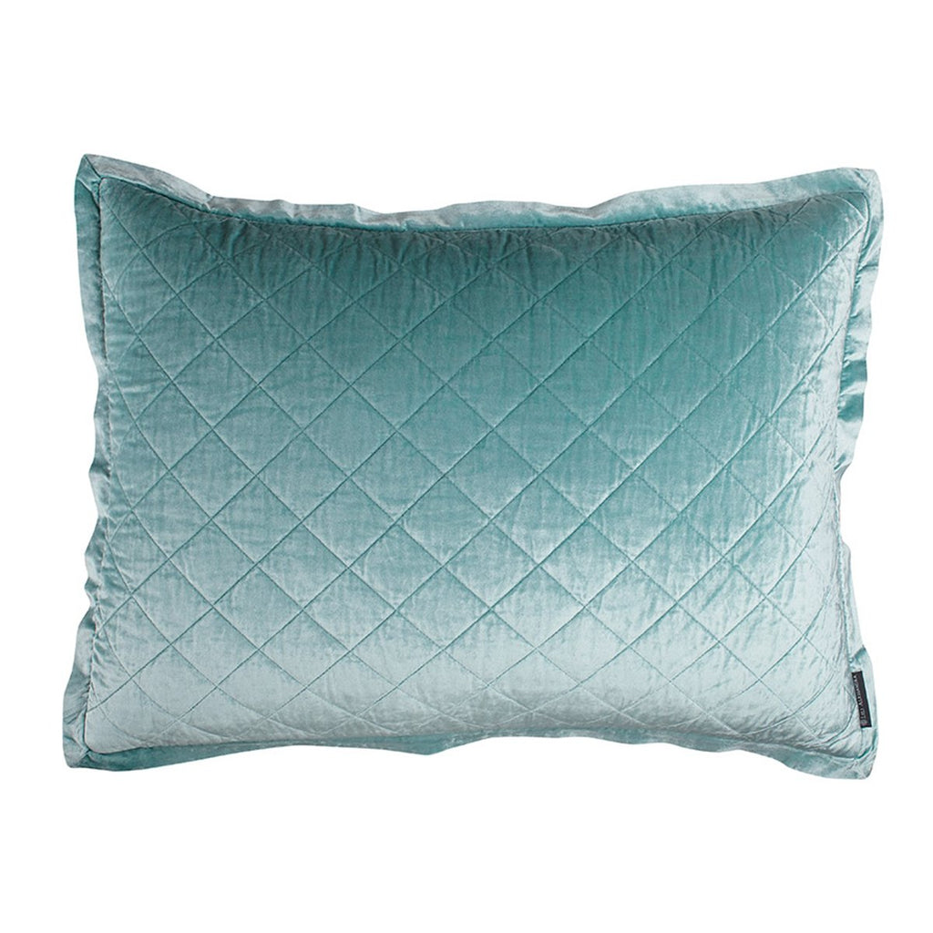 Lili Alessandra Chloe Velvet Quilted Pillow Sham Shams Lili Alessandra Sea Foam Standard 