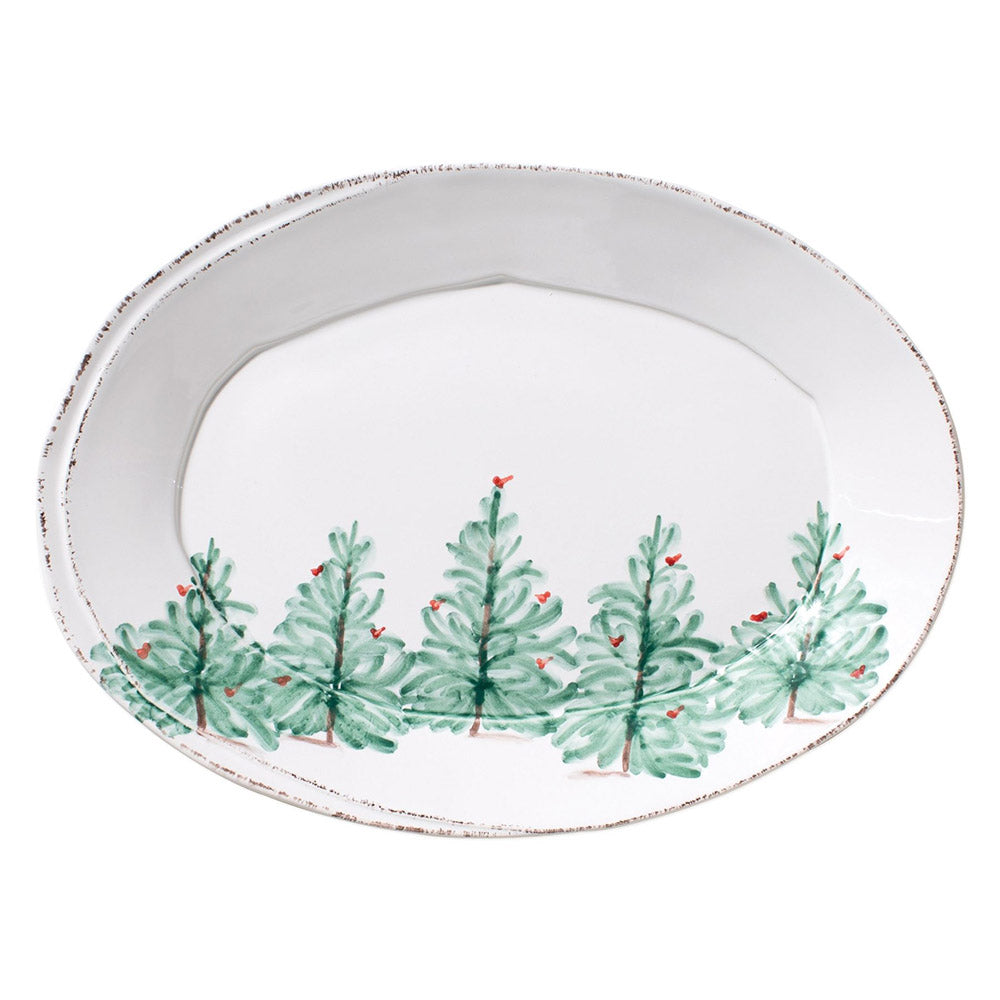 Lastra Holiday Small Oval Platter Serveware Vietri Green  