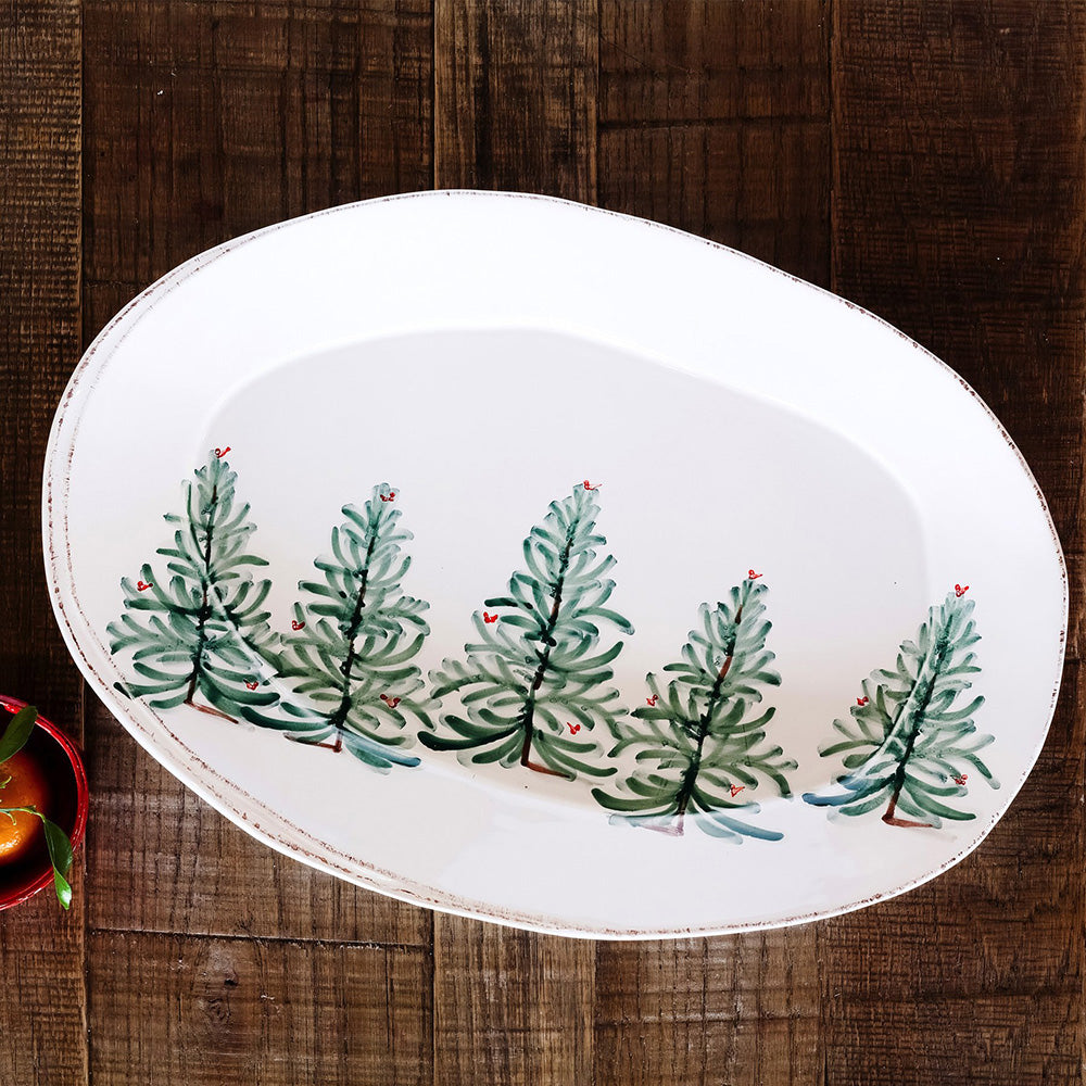 Lastra Holiday Oval Platter Serveware Vietri   