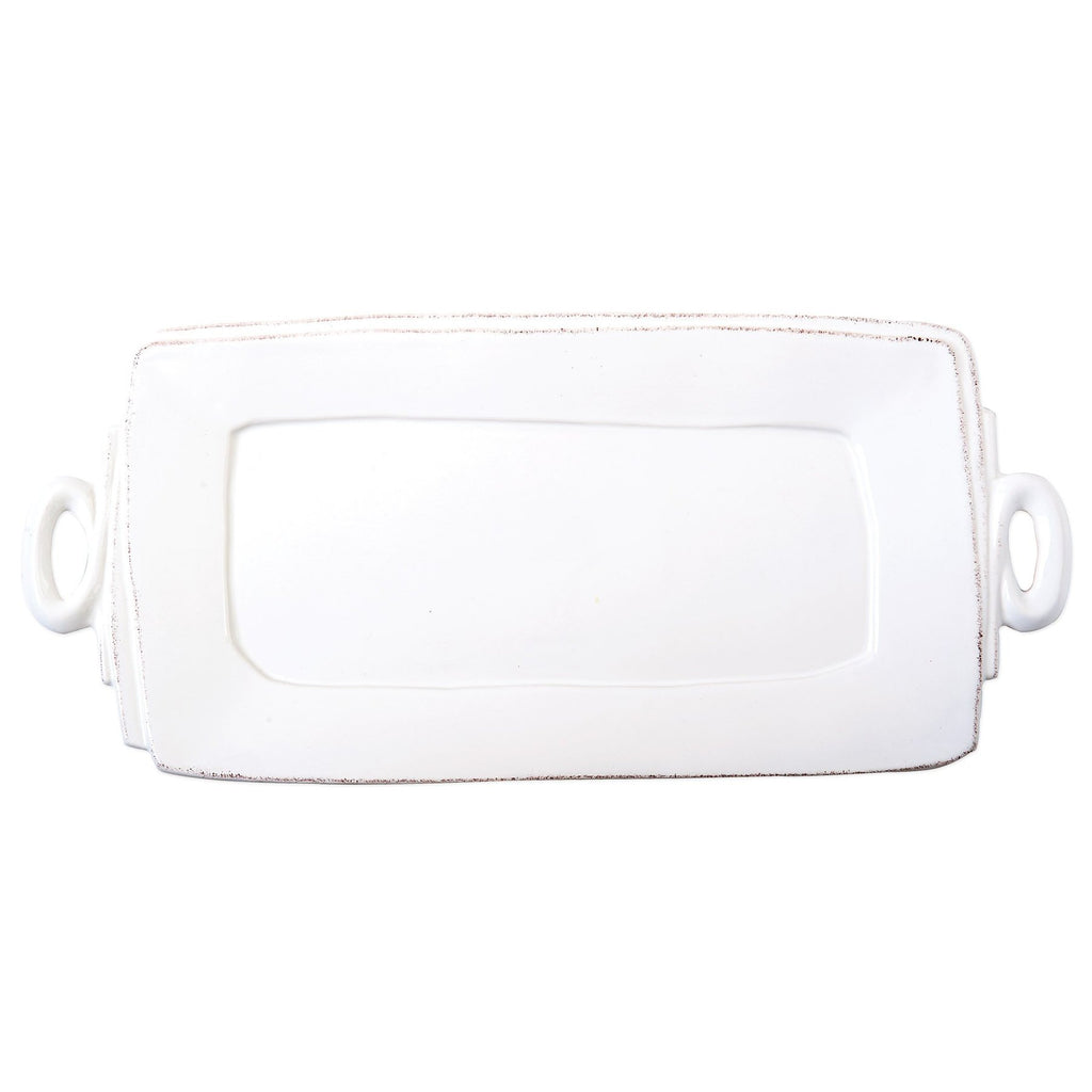 Lastra Handled Rectangular Platter Serveware Vietri White  