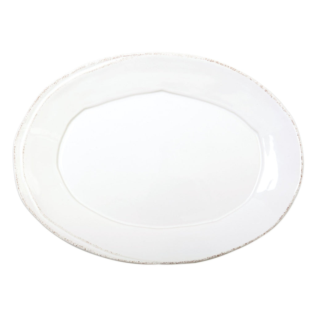 Lastra White Small Oval Platter Serveware Vietri White  