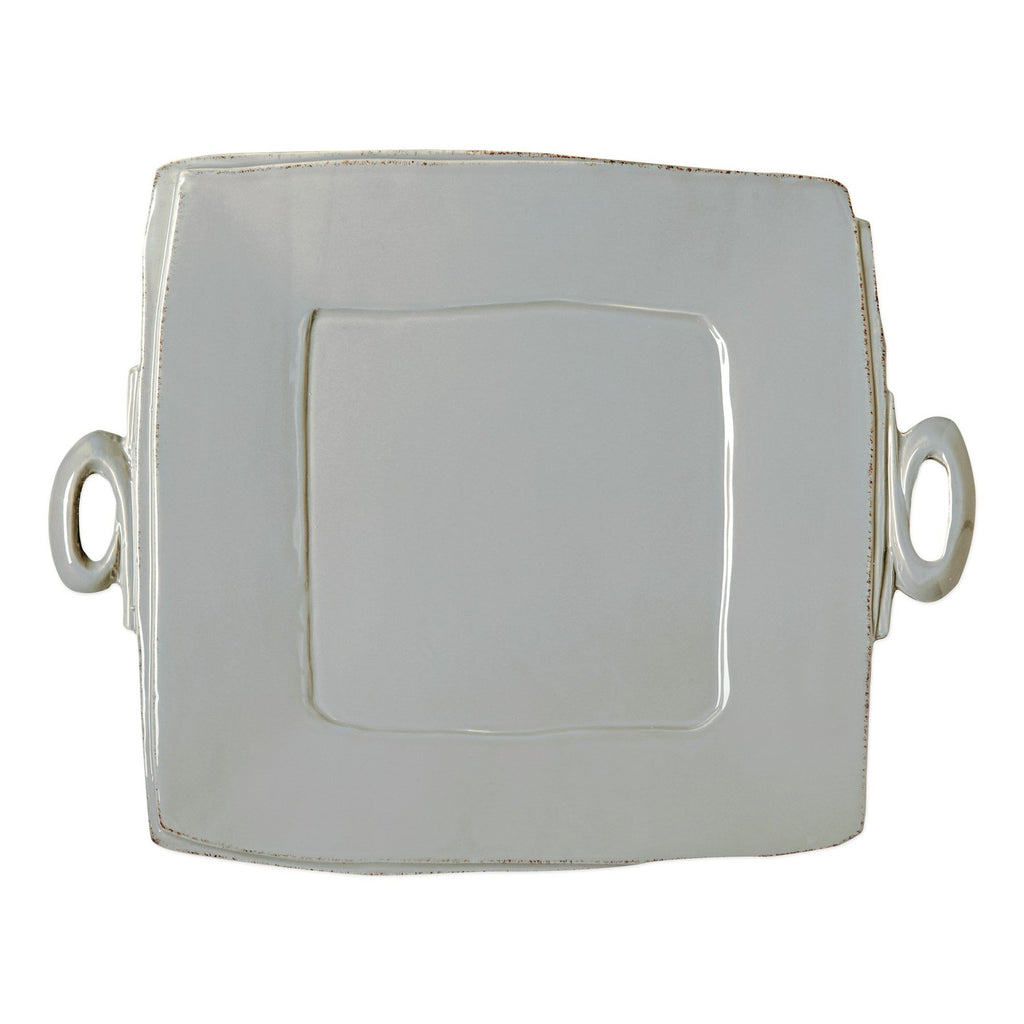 Lastra Handled Square Platter Serveware Vietri Gray  
