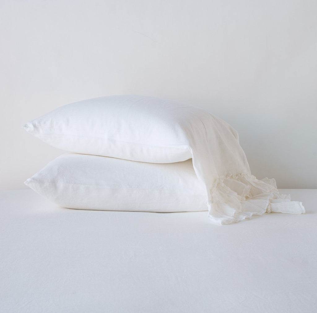 Bella Notte Linen Whisper Pillowcase Pillowcases Bella Notte White Standard 