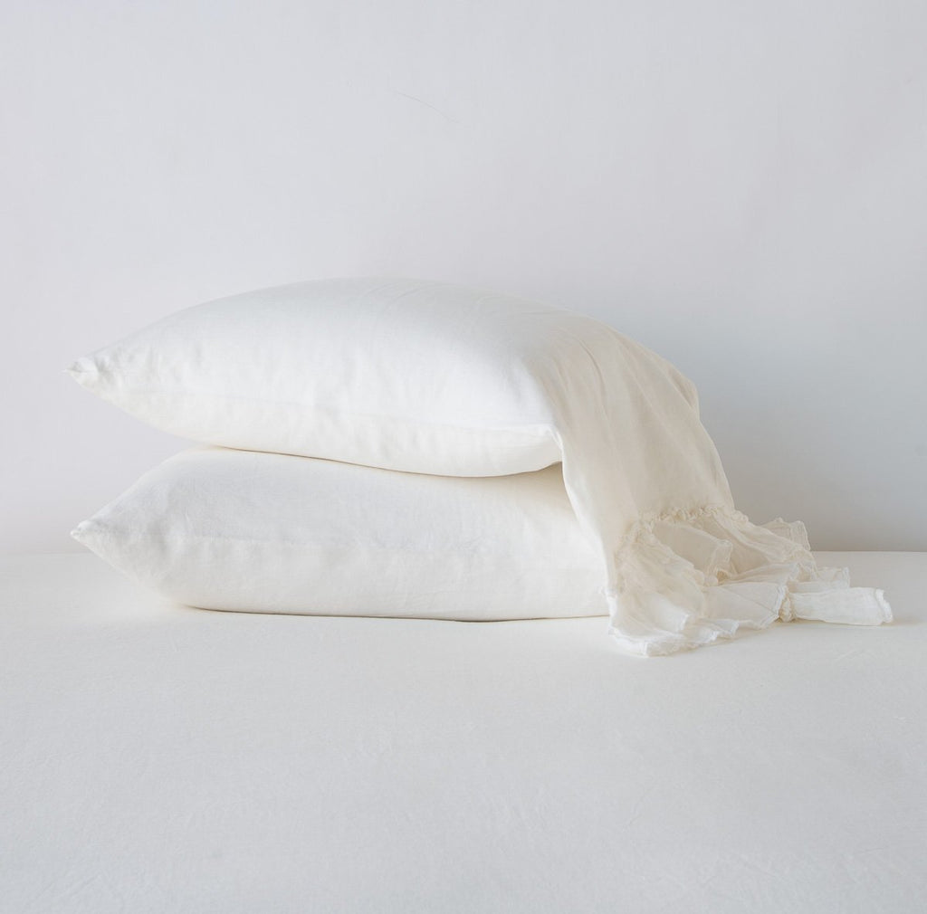Bella Notte Linen Whisper Pillowcase Pillowcases Bella Notte Winter White Standard 