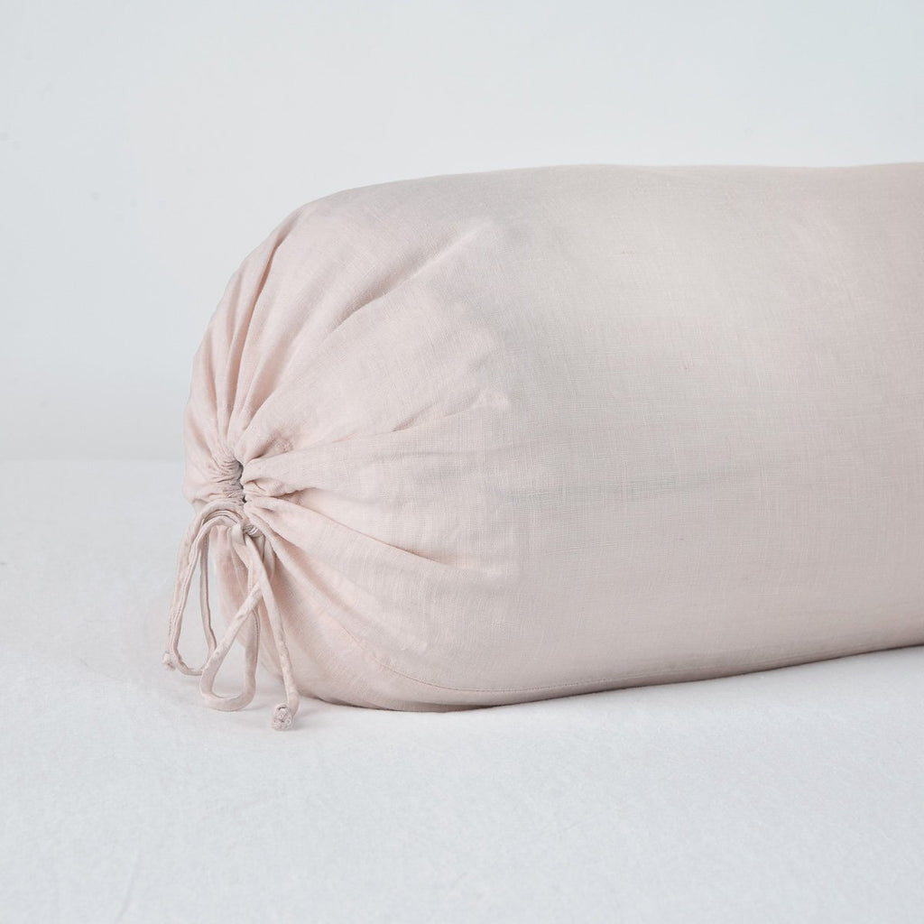 Bella Notte Linen Bolster Pillow Decorative Pillows Bella Notte Pearl  