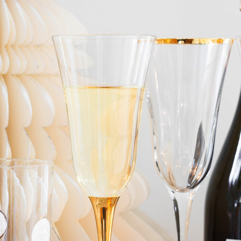 Optical Gold Champagne Glass Barware Vietri   