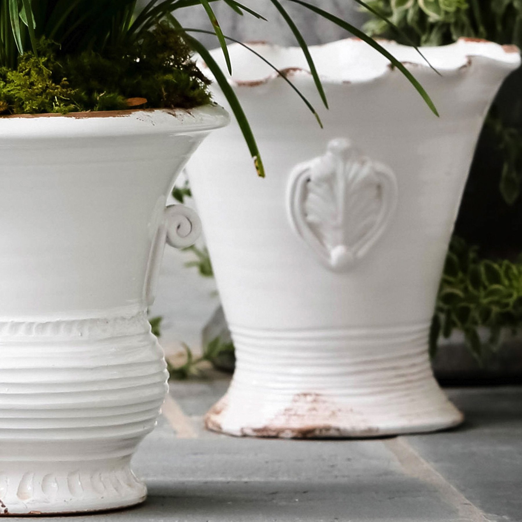 large rustic planter pots Vietri Rustic Garden White Medium Flair Planter
