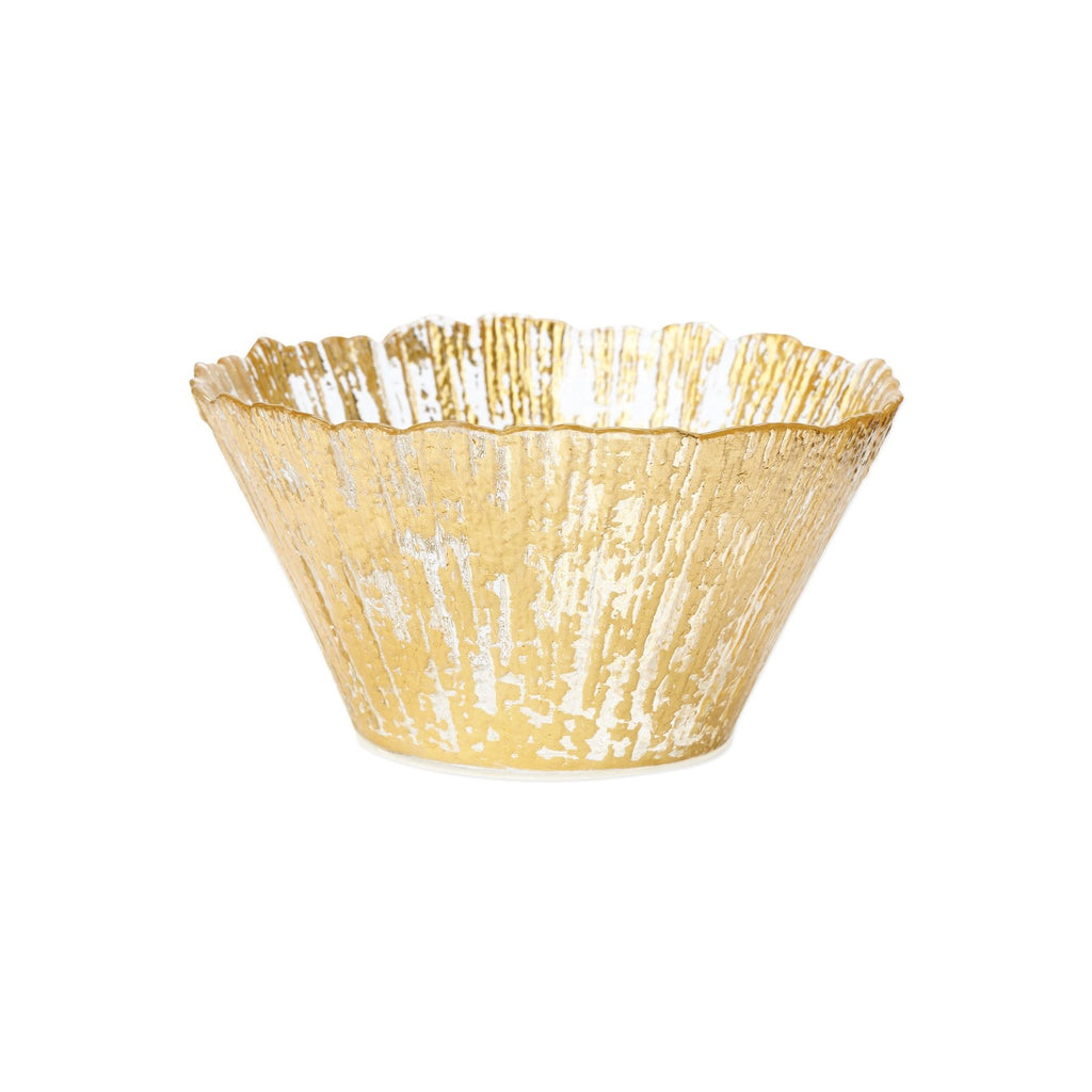 Rufolo Glass Gold Small Deep Bowl Dinnerware Vietri Gold  