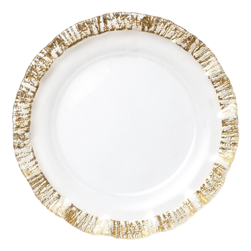 Rufolo Glass Gold Service Plate/Charger Dinnerware Vietri Gold  