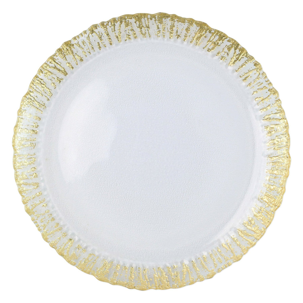 Rufolo Glass Gold Round Platter Dinnerware Vietri Gold  