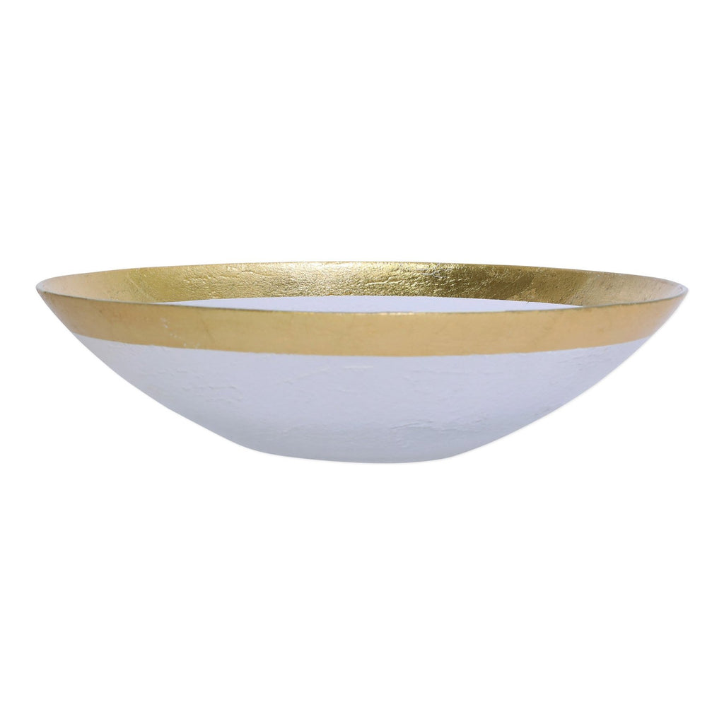 Rufolo Glass Gold Organic Large Bowl Dinnerware Vietri Gold  