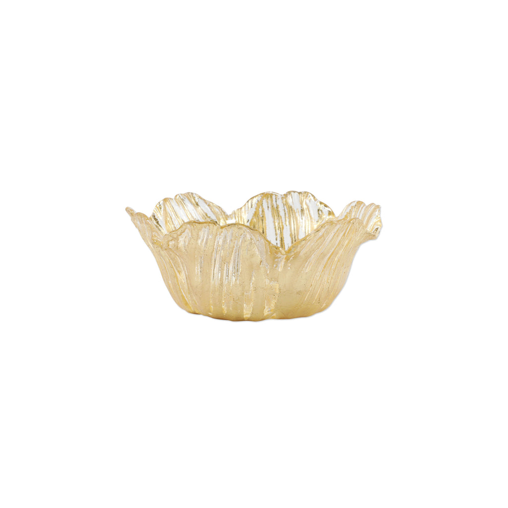 Rufolo Glass Gold Flower Small Bowl Dinnerware Vietri Gold  