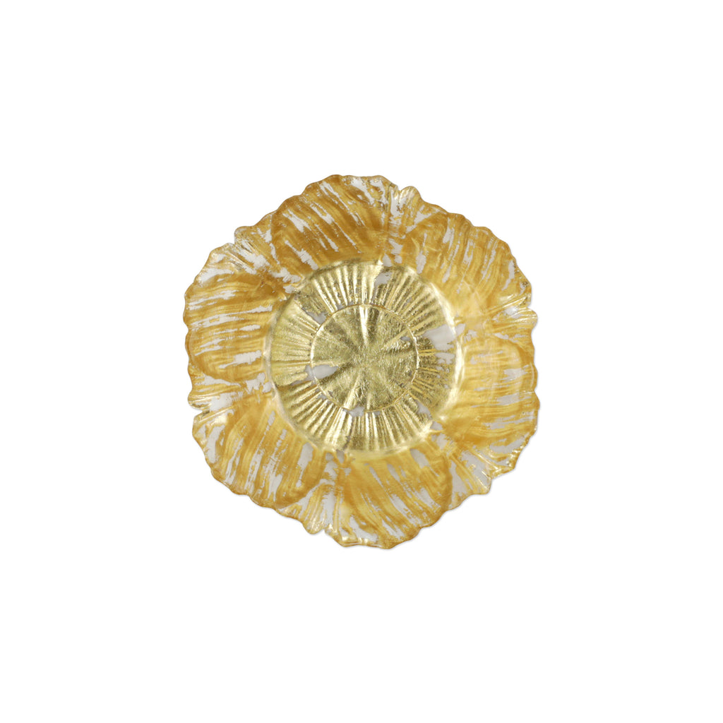 Rufolo Glass Gold Flower Small Bowl Dinnerware Vietri   