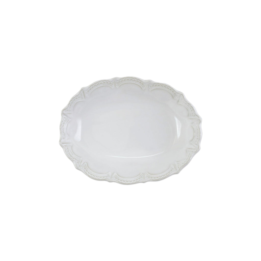 Incanto Stone White Lace Small Oval Bowl Serveware Vietri   