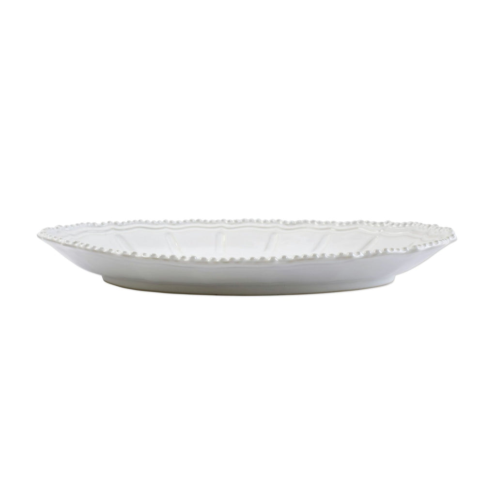 Incanto Stone White Baroque Large Oval Shallow Bowl Serveware Vietri   