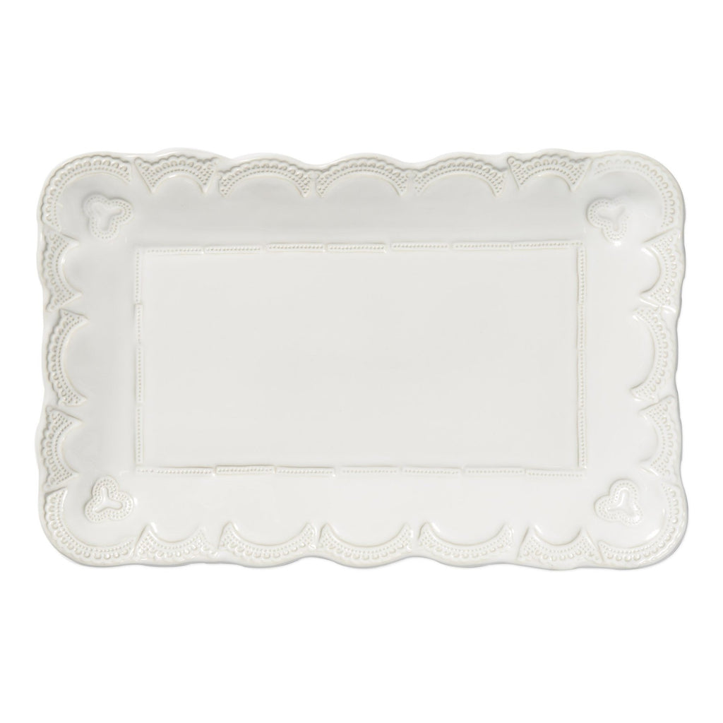 Incanto Stone Lace Small Rectangular Platter Serveware Vietri White  
