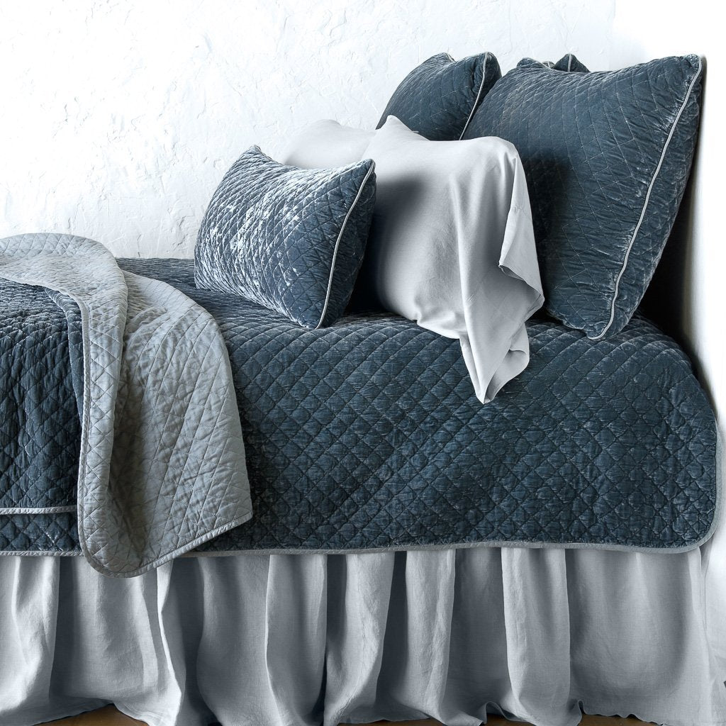 Bella Notte Silk Velvet Quilted Coverlet Quilts & Coverlets Bella Notte Mineral Queen 
