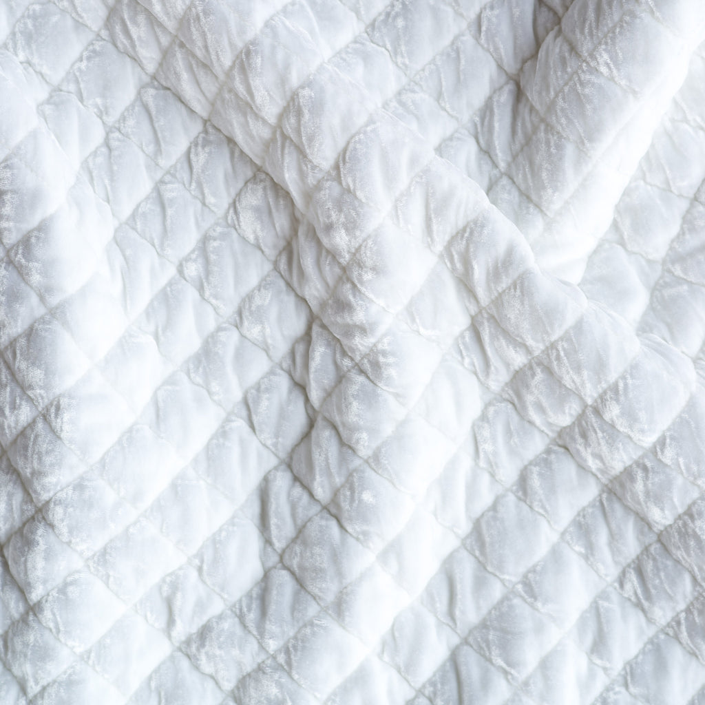 Bella Notte Silk Velvet Quilted Fabric By The Yard Fabric by the Yard Bella Notte White  