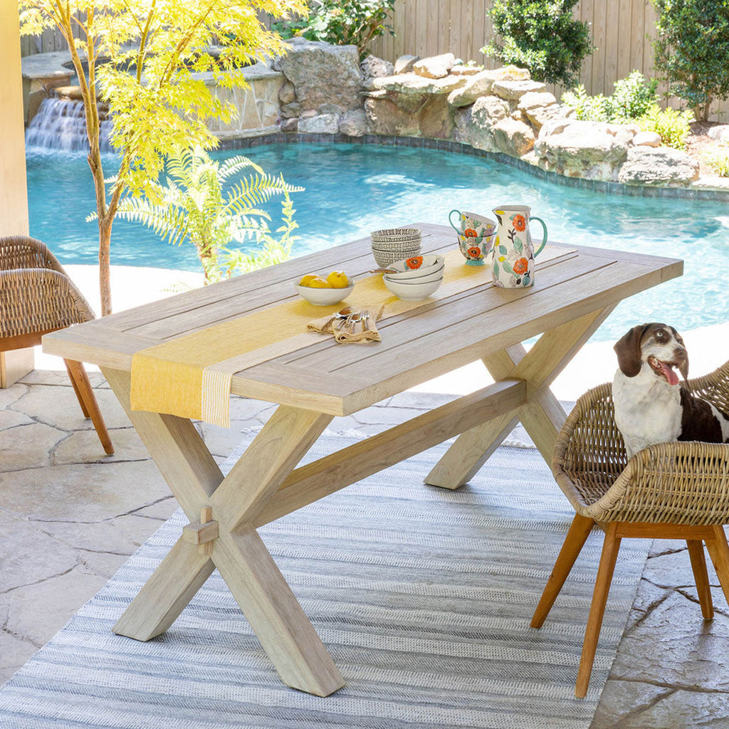Outdoor Teak Quahog Table Dining Tables Farmhouse Designs   