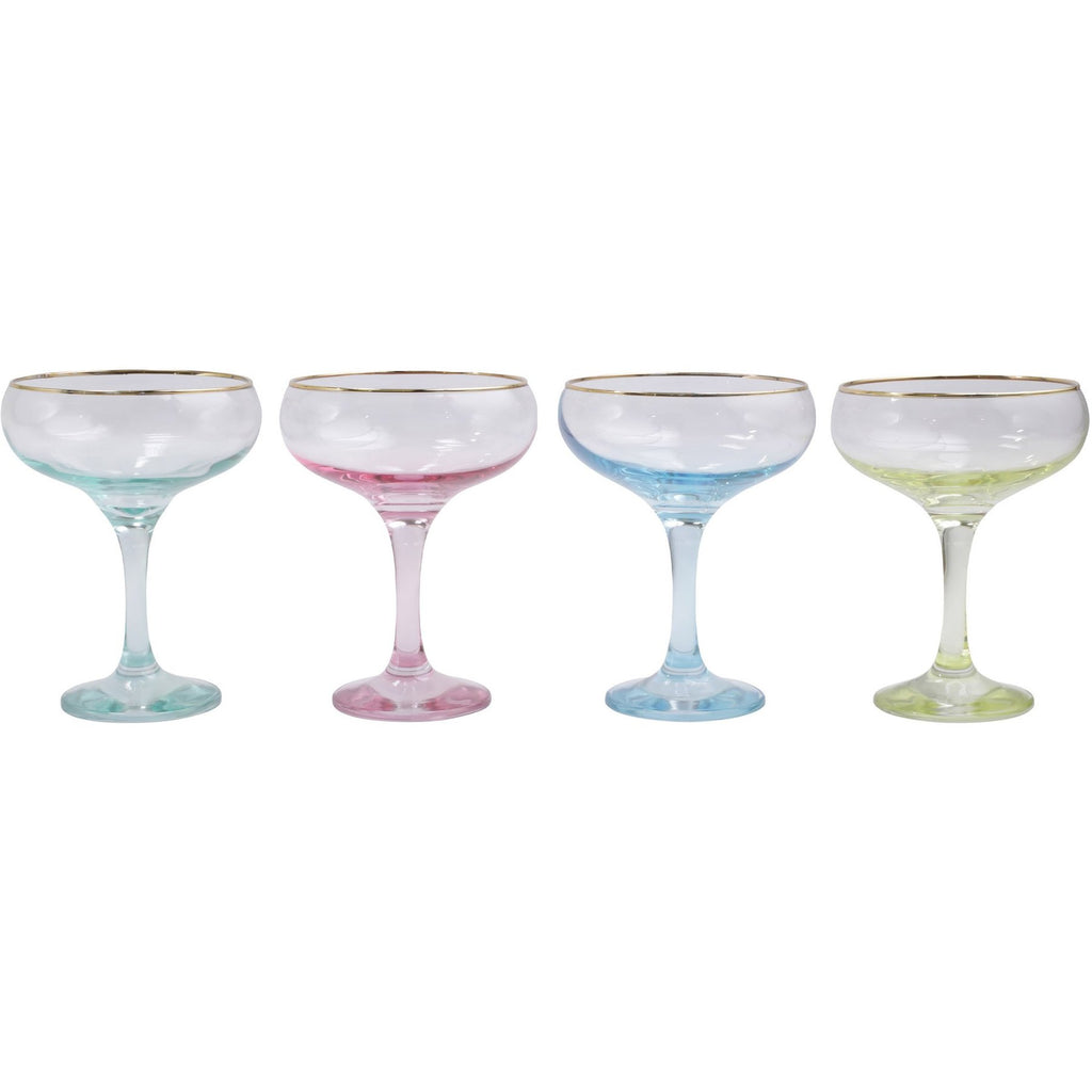 Rainbow Assorted Coupe Champagne Glasses - Set of 4 Barware Vietri Assorted  