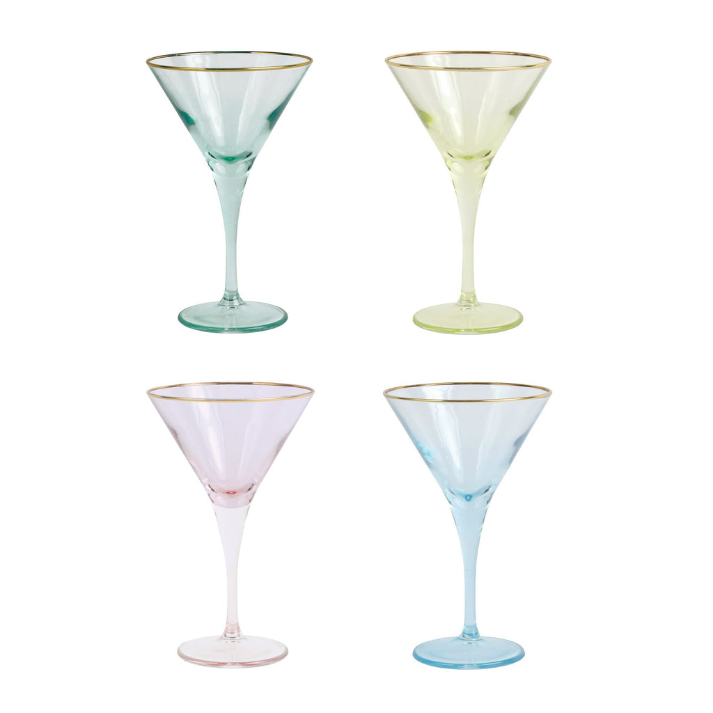Rainbow Assorted Martini Glasses - Set of 4 Barware Vietri Assorted  