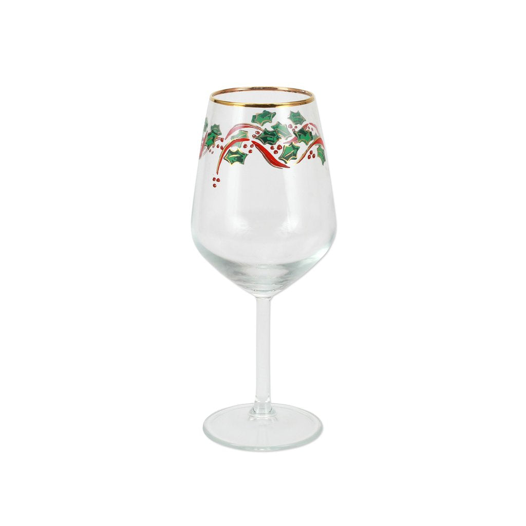 Holly Wine Glass Glassware Vietri   