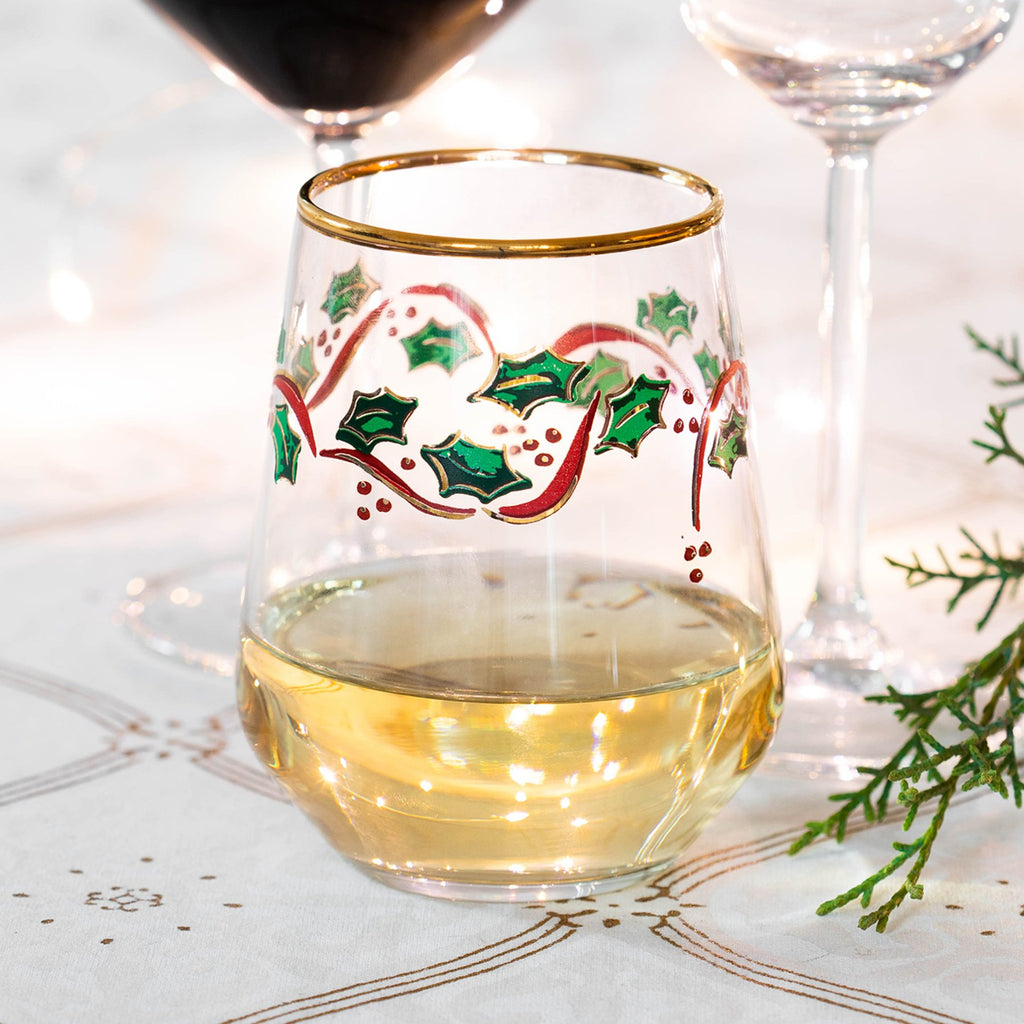 Holly Stemless Wine Glass Glassware Vietri   