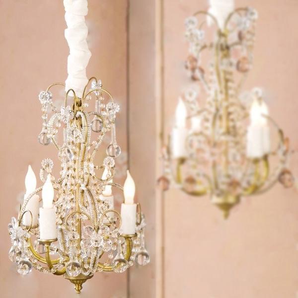 Petite Gold Chandelier with Clear Drops Chandeliers Pure Elegance Lighting   