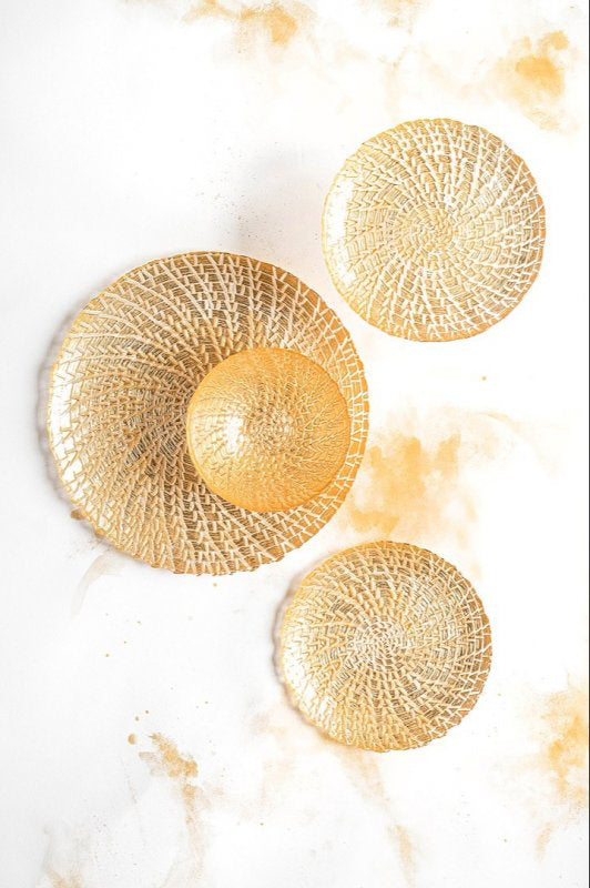 Rufolo Glass Gold Crocodile Small Bowl Dinnerware Vietri   